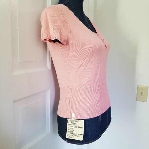605 NWT Rena Rowan PS Pink Stretch Knit Top $52 - Picture 3 of 9